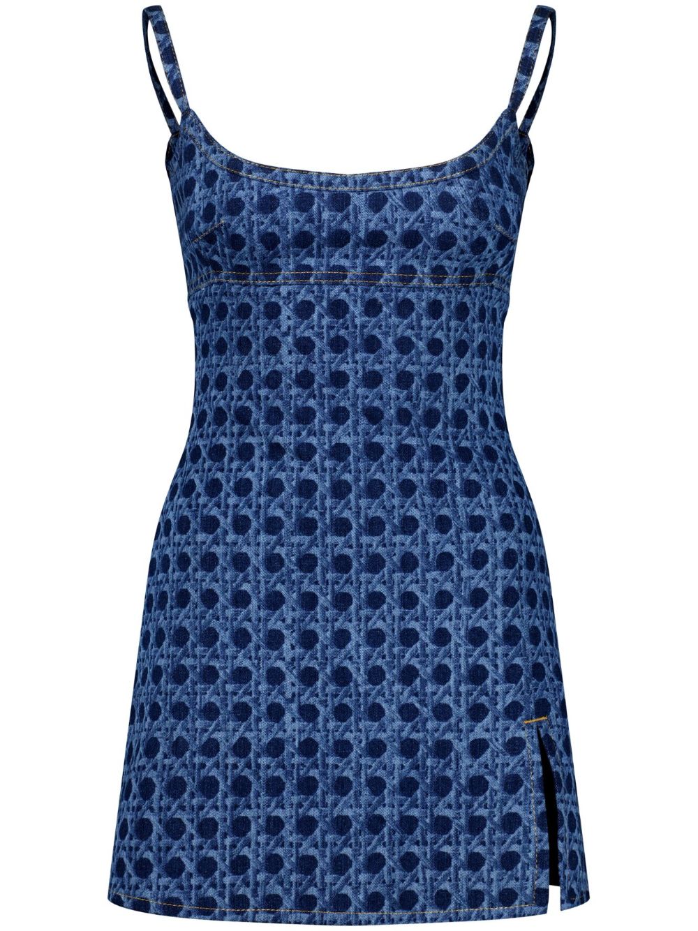 Vienna Straw-print denim dress - Blue