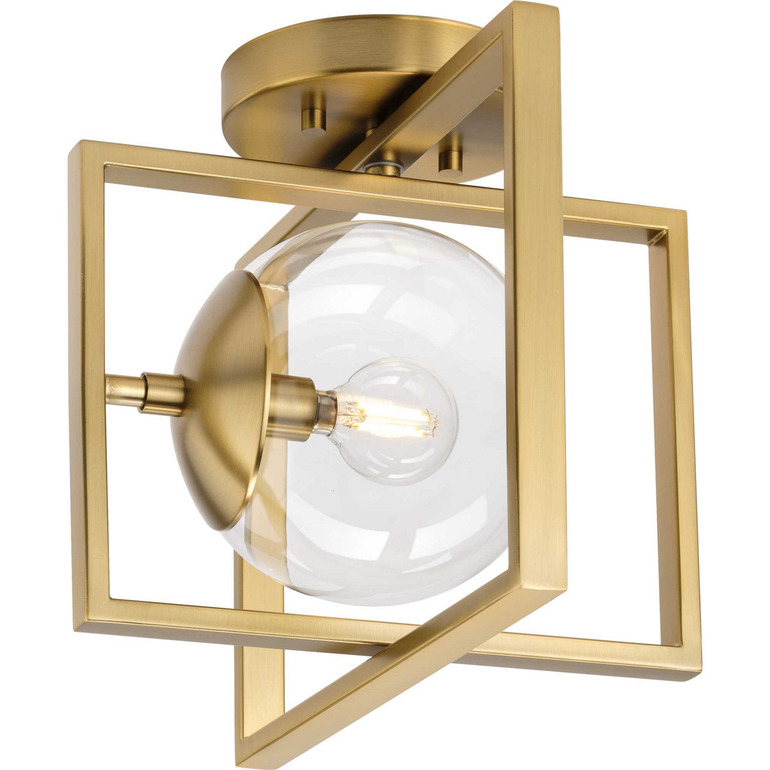 Brushed Bronze One Light Semi-Flush Mount from the Atwell Collection