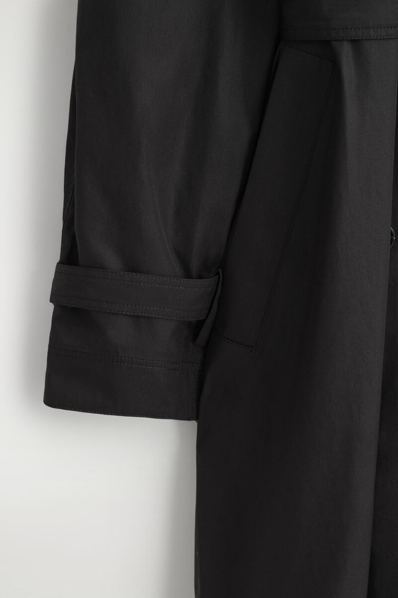 Mock-Neck Cotton Trench Coat