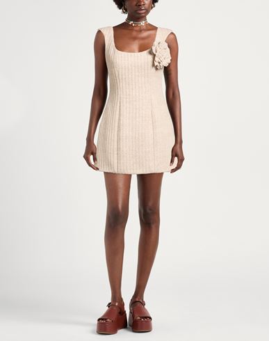 Woman Mini dress Beige Size 4 Acrylic, Viscose, Wool, Alpaca wool