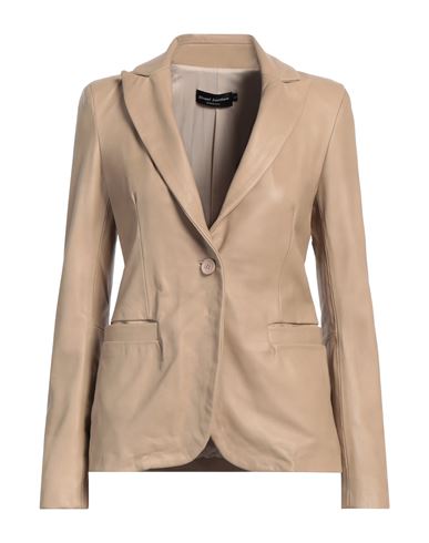 Woman Blazer Beige Size L Leather