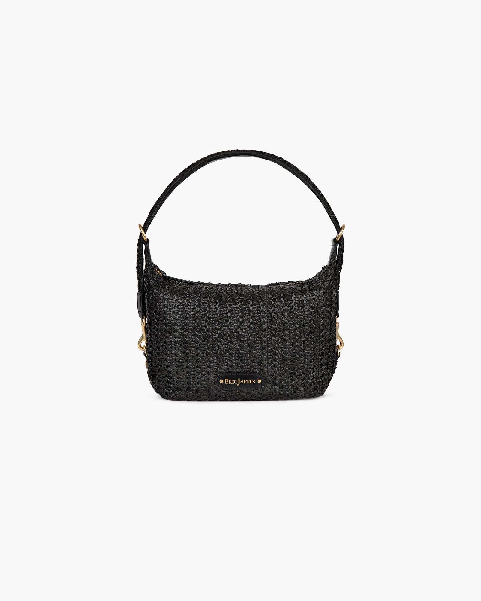 Woven Raffia Hobo Bag with Leather Trim - Natural Color