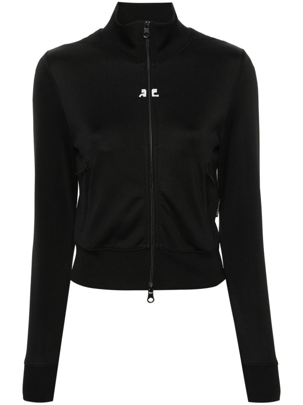 Logo-patch zip-up sweatshirt - Black