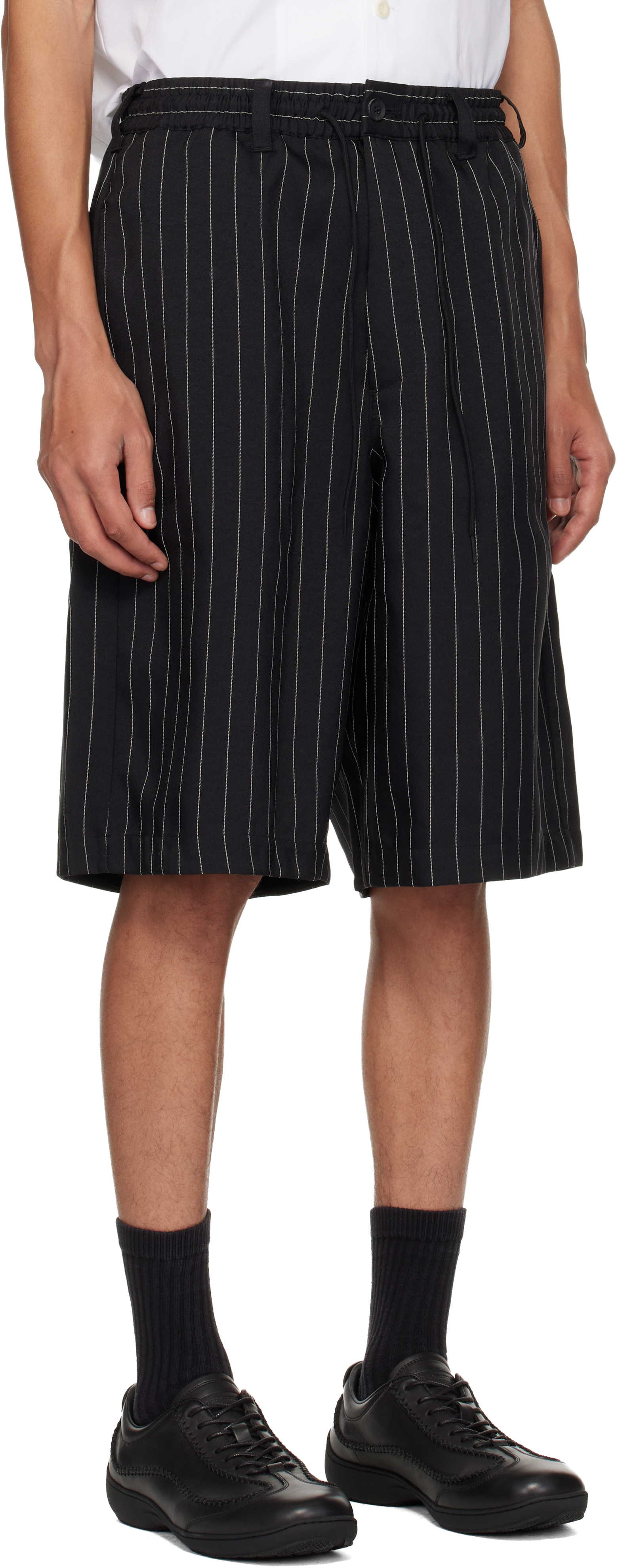 Black Pinstripe Sport Uniform Shorts