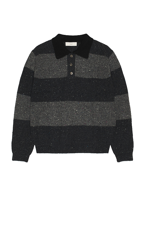 Dunst Chunky Rugby Sweater in Grey & Charcoal Grey. S also in L, M, XL/1X