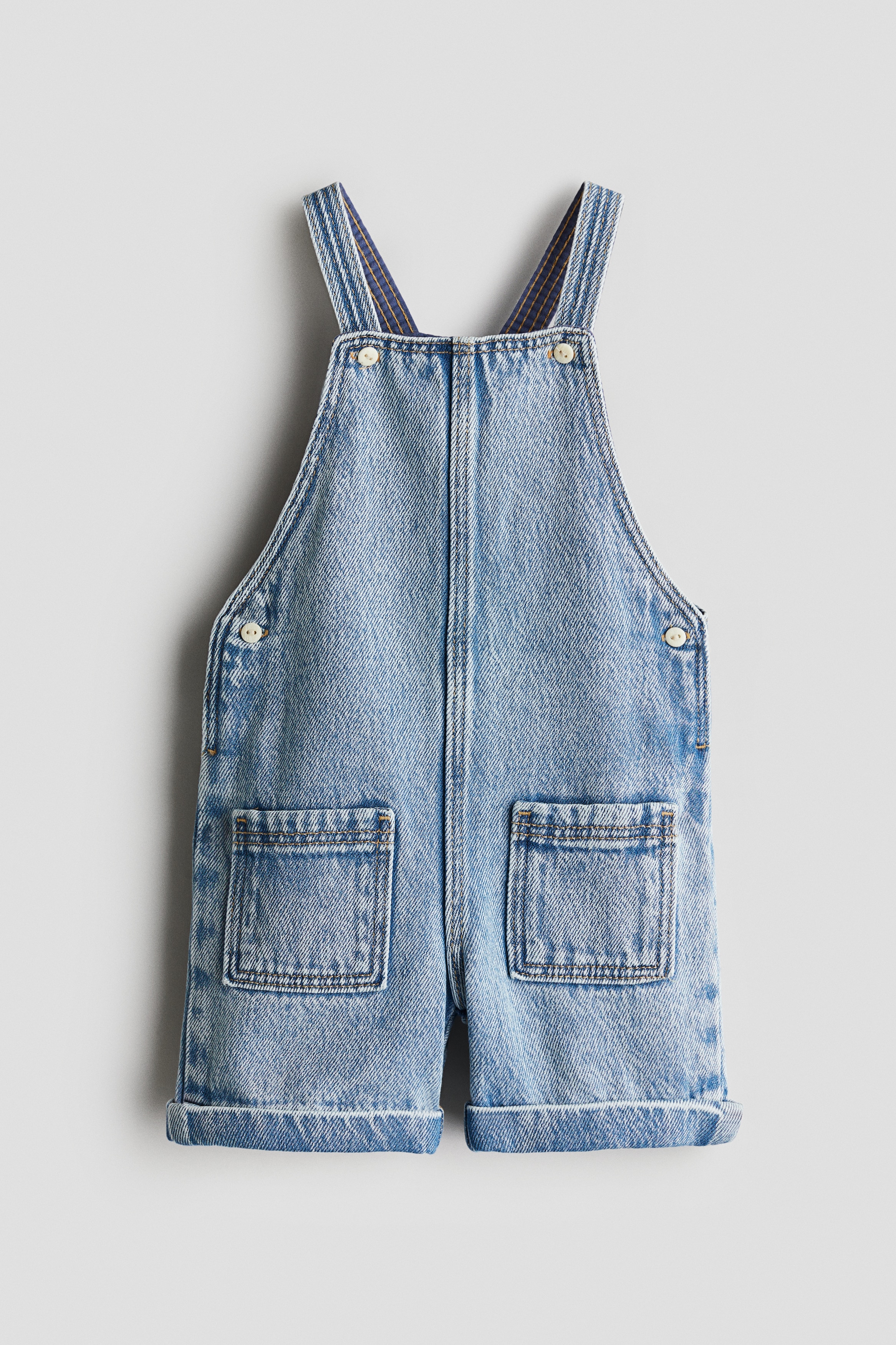 Denim Dungaree Shorts - Blue