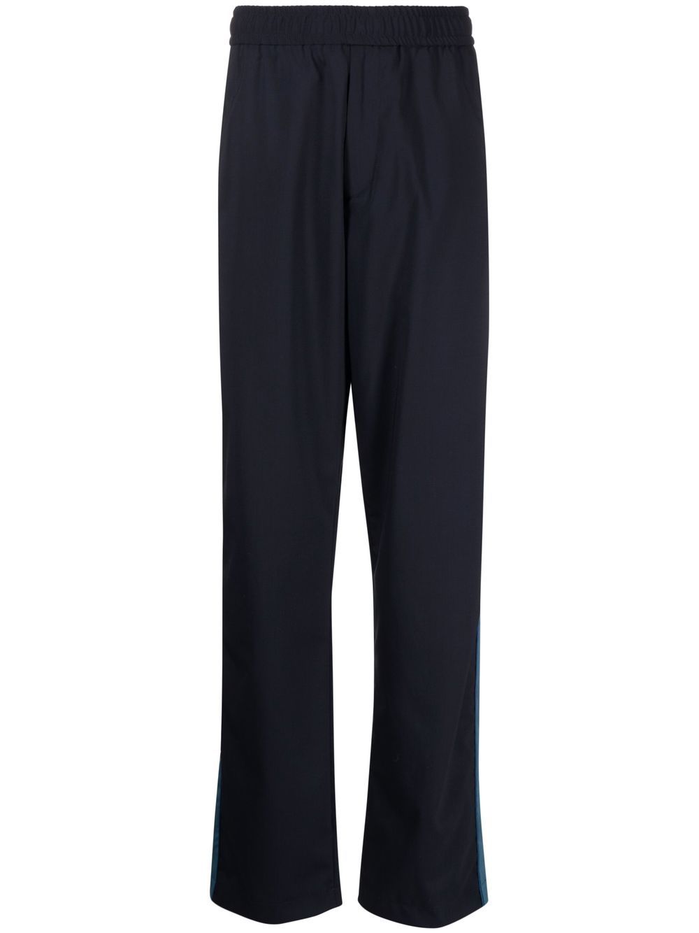 Side-stripe elastic track pants - Blue