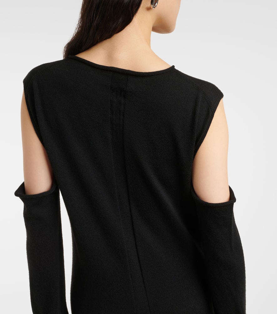 Caped wool maxi dress