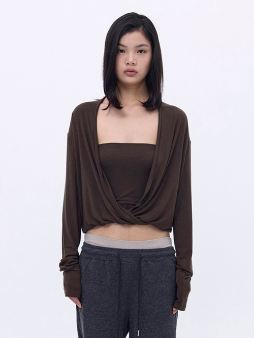 Slouchy Wrap Top _ Brown