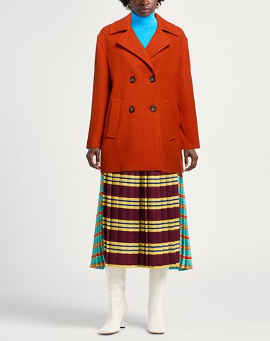 Icons Woman Coat Orange Size 10 Virgin Wool, Polyamide