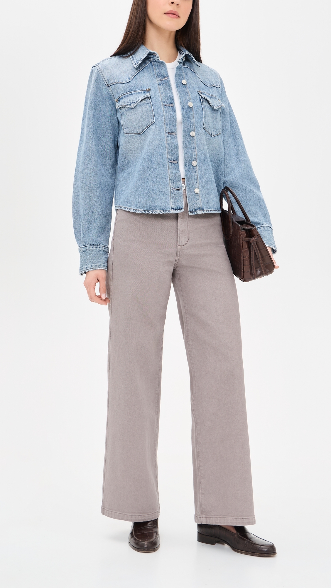 The Mischa High Rise Wide Leg Ankle Jeans Soft Taupe
