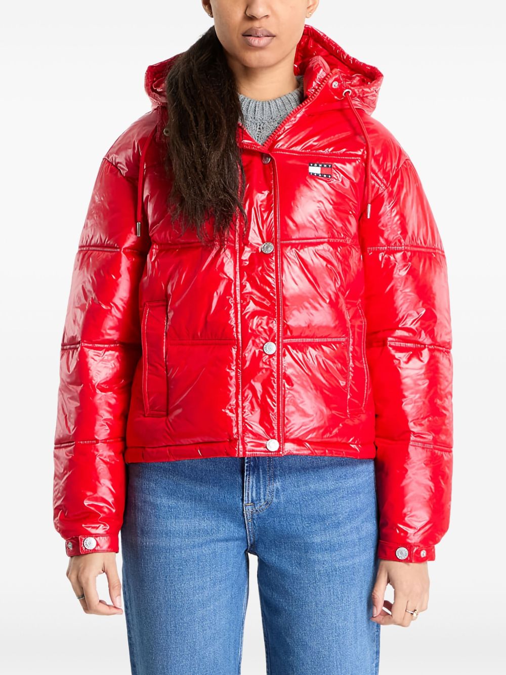 High-shine puffer jacket - Red