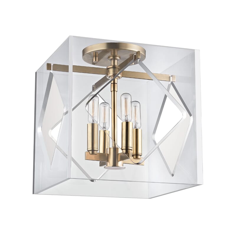 Travis 4-Light 12" Ceiling Light in Aged Bra