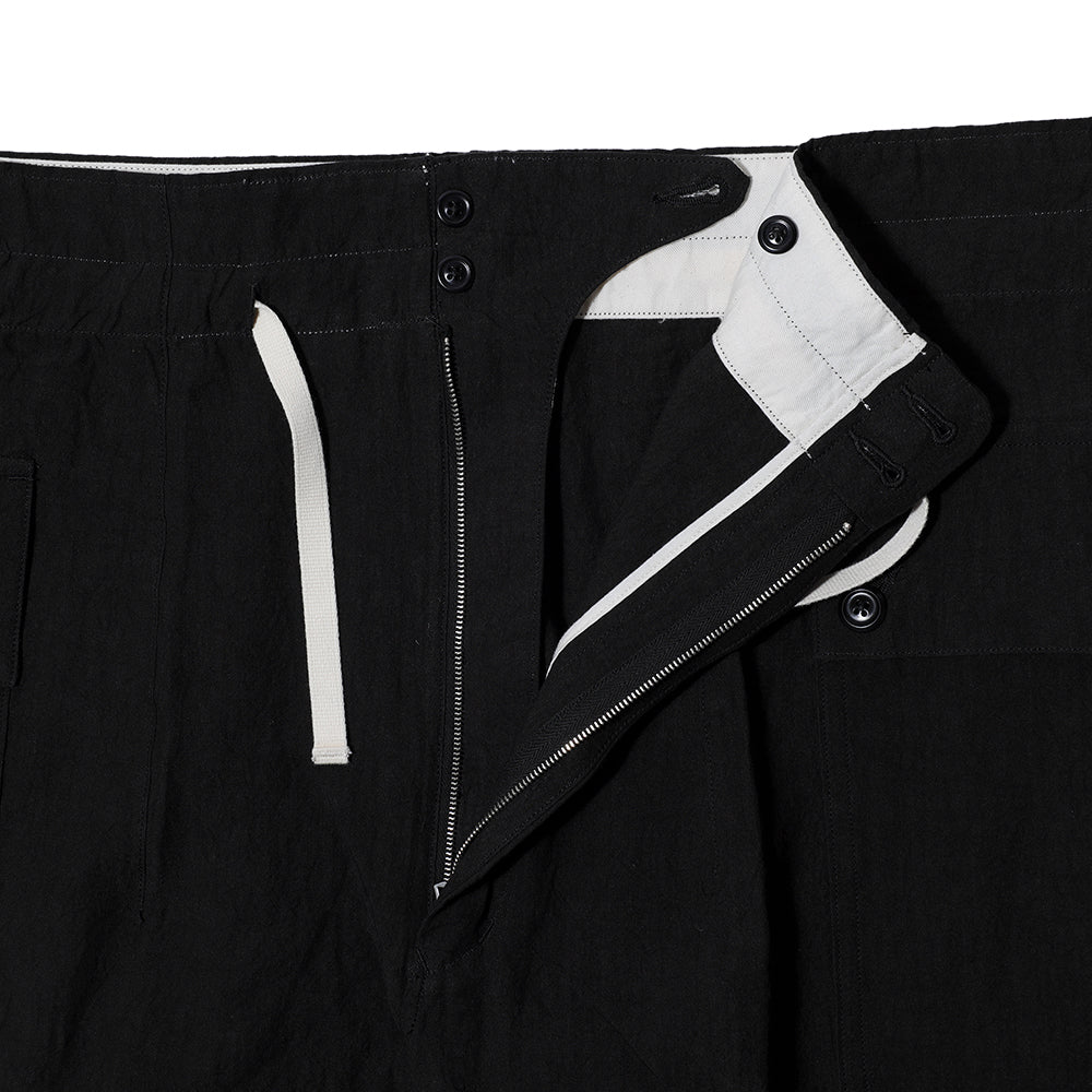 Linen Army Wide Trousers Black