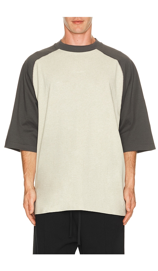 Fear of God ESSENTIALS Signature Baseball Tee in Heather Stone & Iron Grey - Grey. M also in L, S, XL/1X, XS, XXL/2X, XXXL/3X