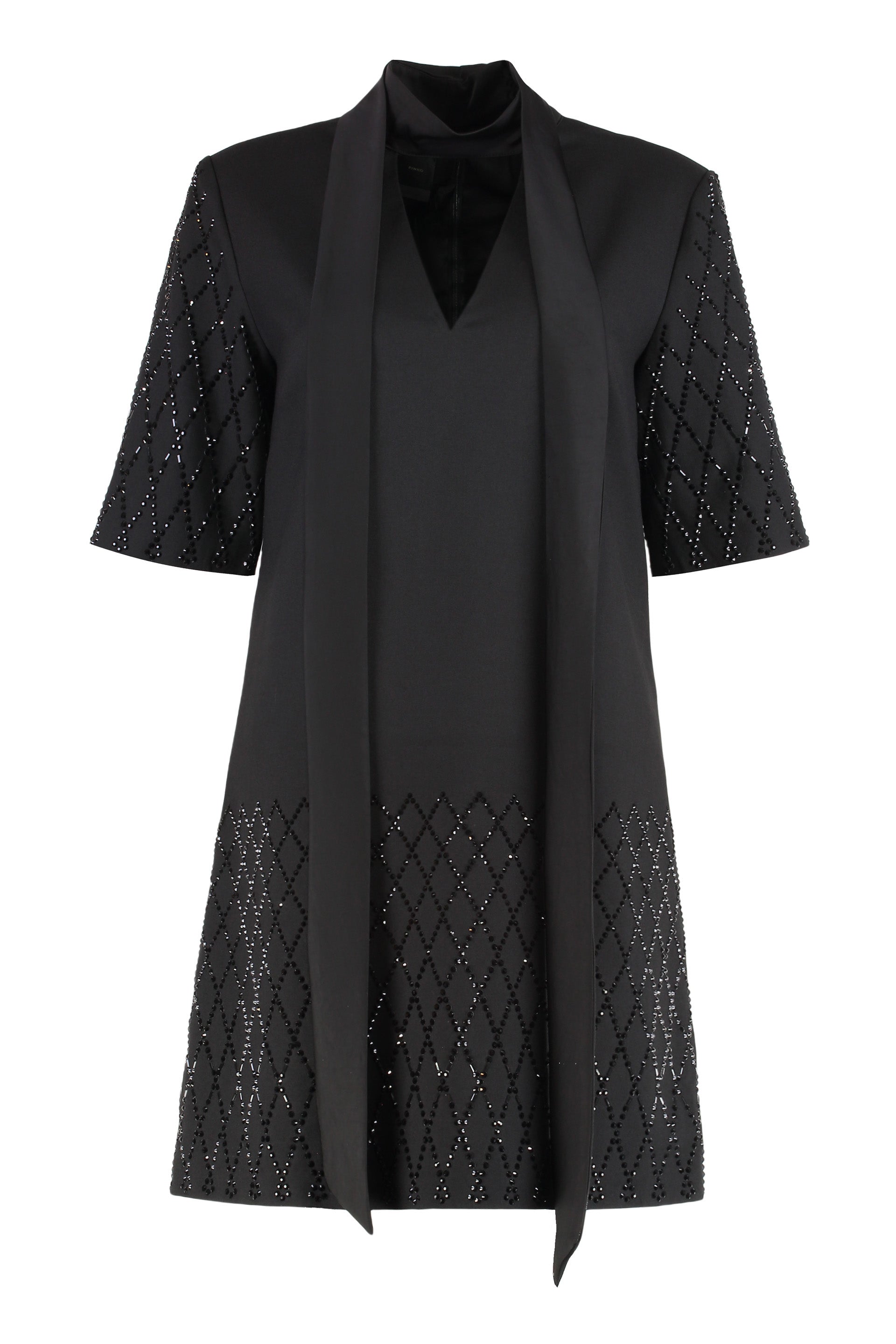 T-Shirt Dress with Rhinestone Geometric Embellishment