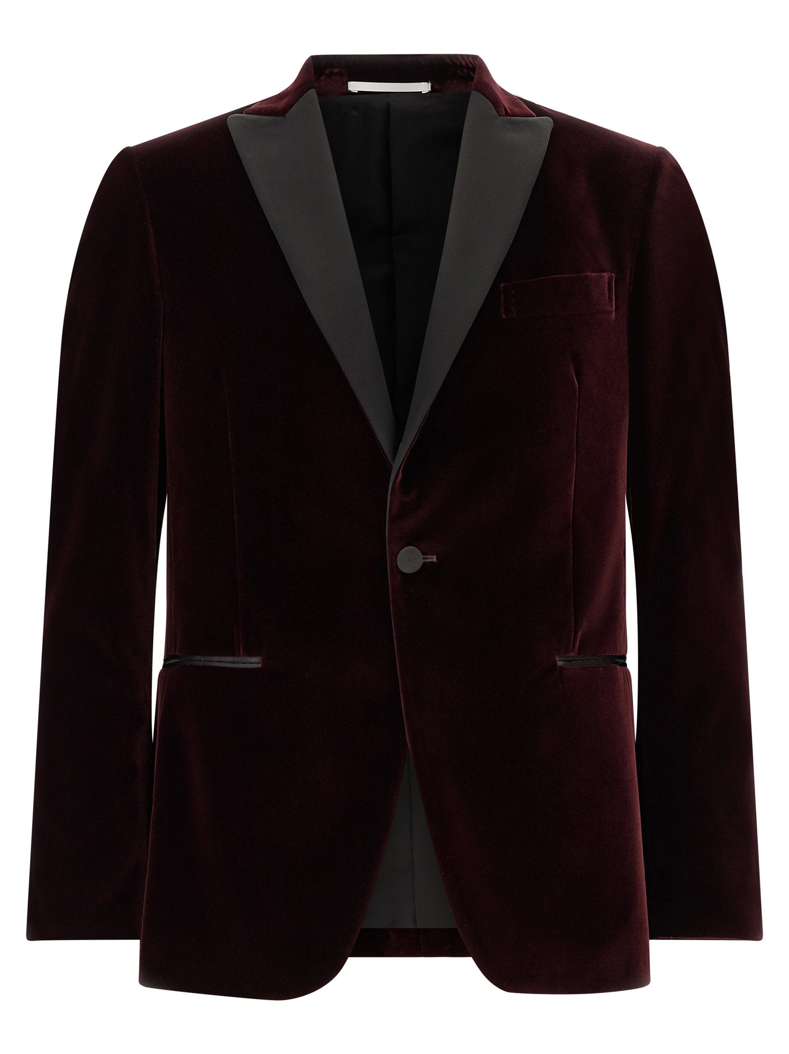 Cotton Velvet Blazer — Burgundy