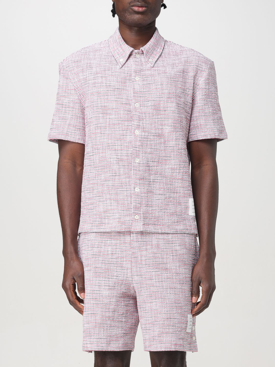 RWB-striped tweed shirt - Red