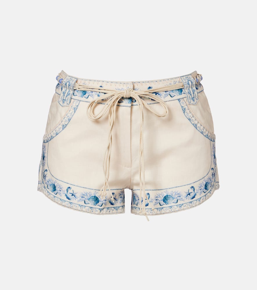Wanderlust belted floral linen shorts