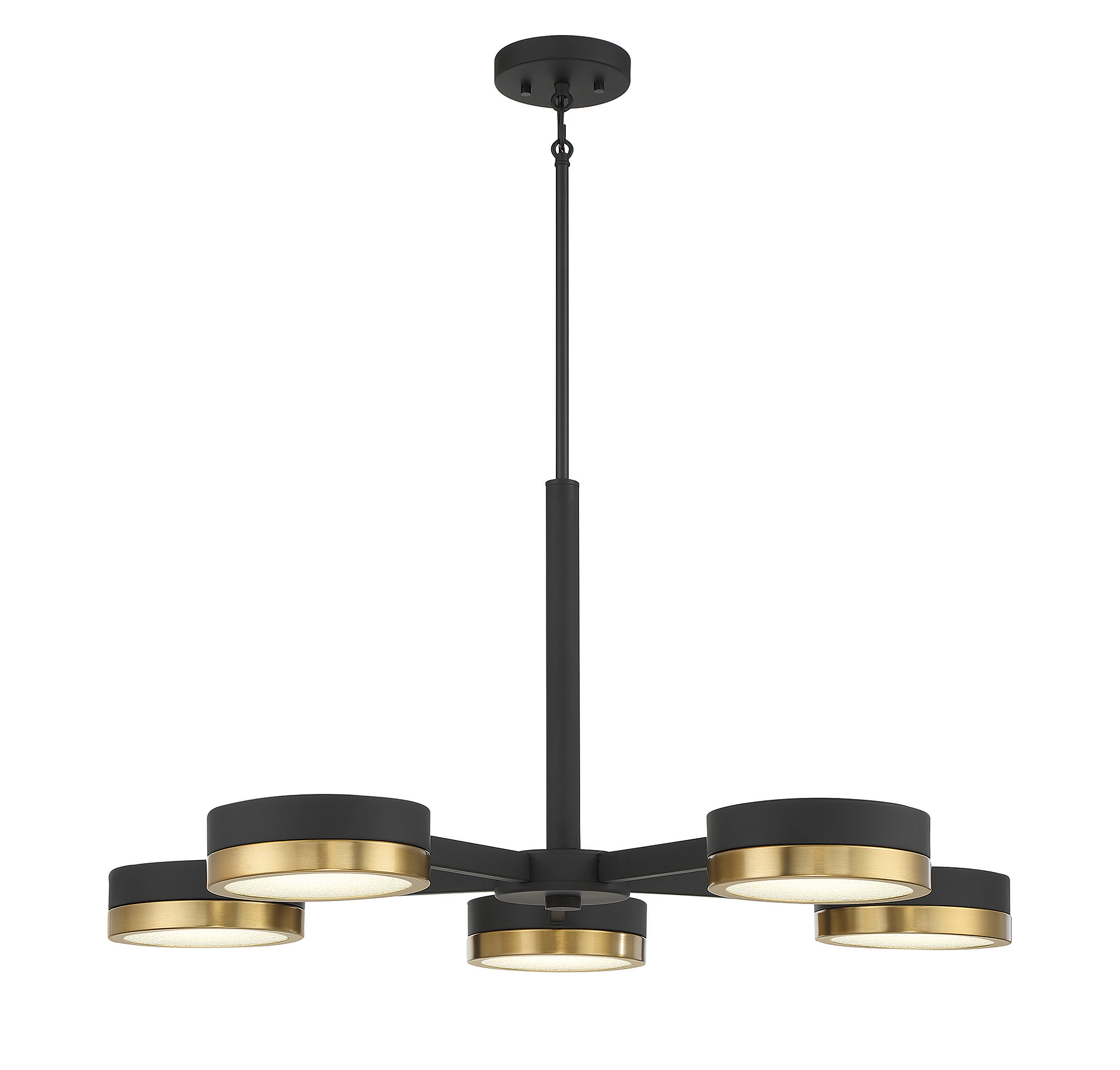Ashor 5-Light LED Chandelier in Matte Black with Warm Brass Accent