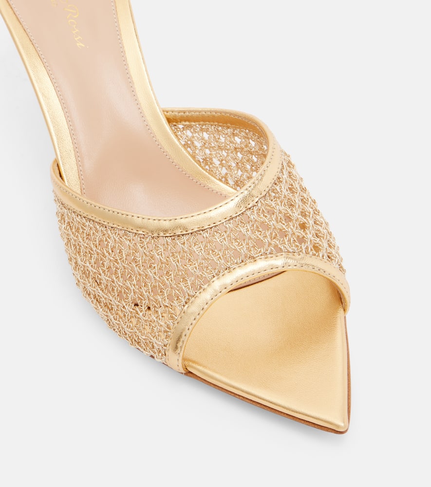 Sienna 70 metallic leather-trimmed mules