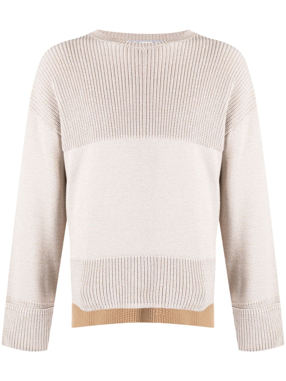 Colour-block ribbed-knit jumper - Grey