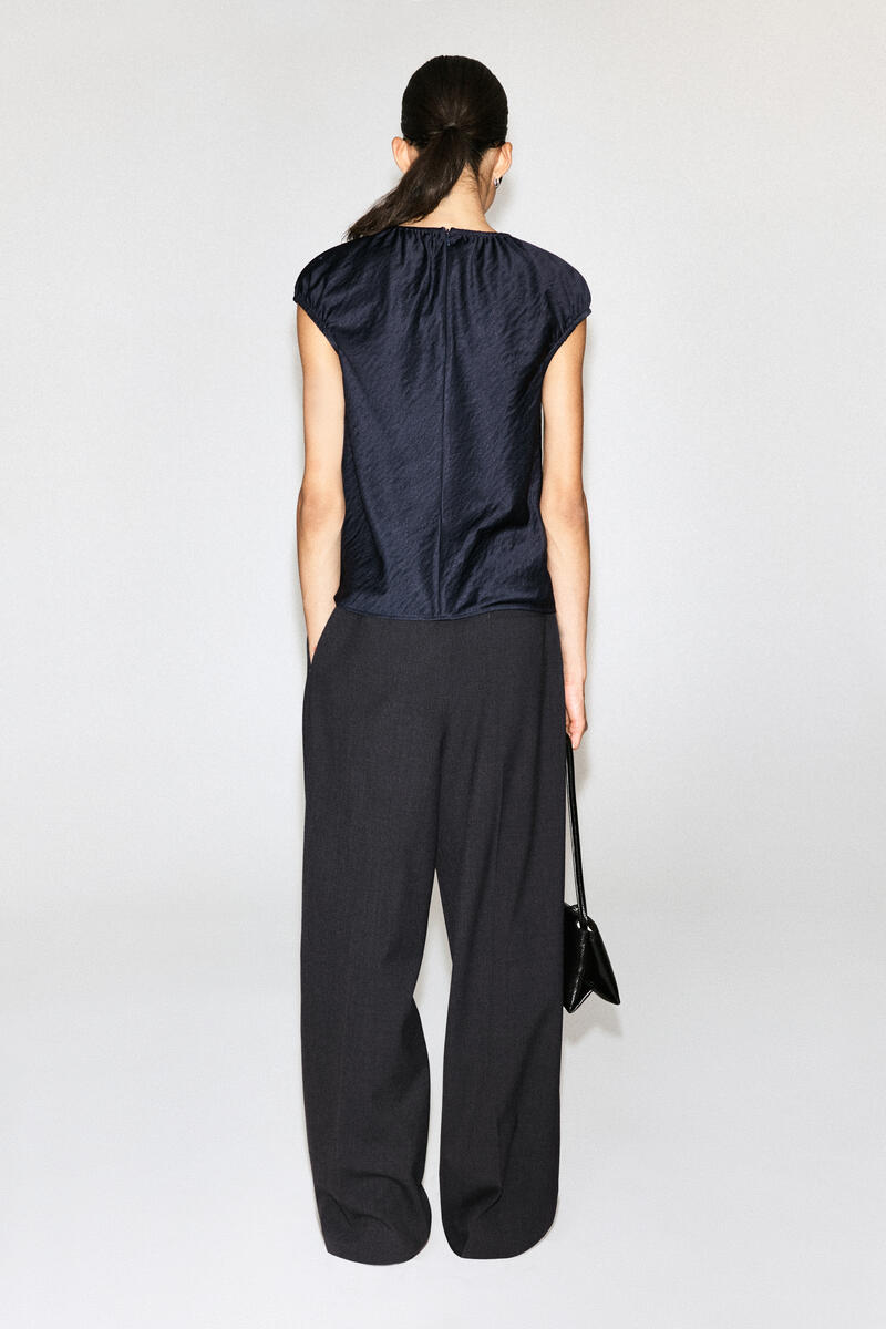 Gathered Crinkled-Satin Top
