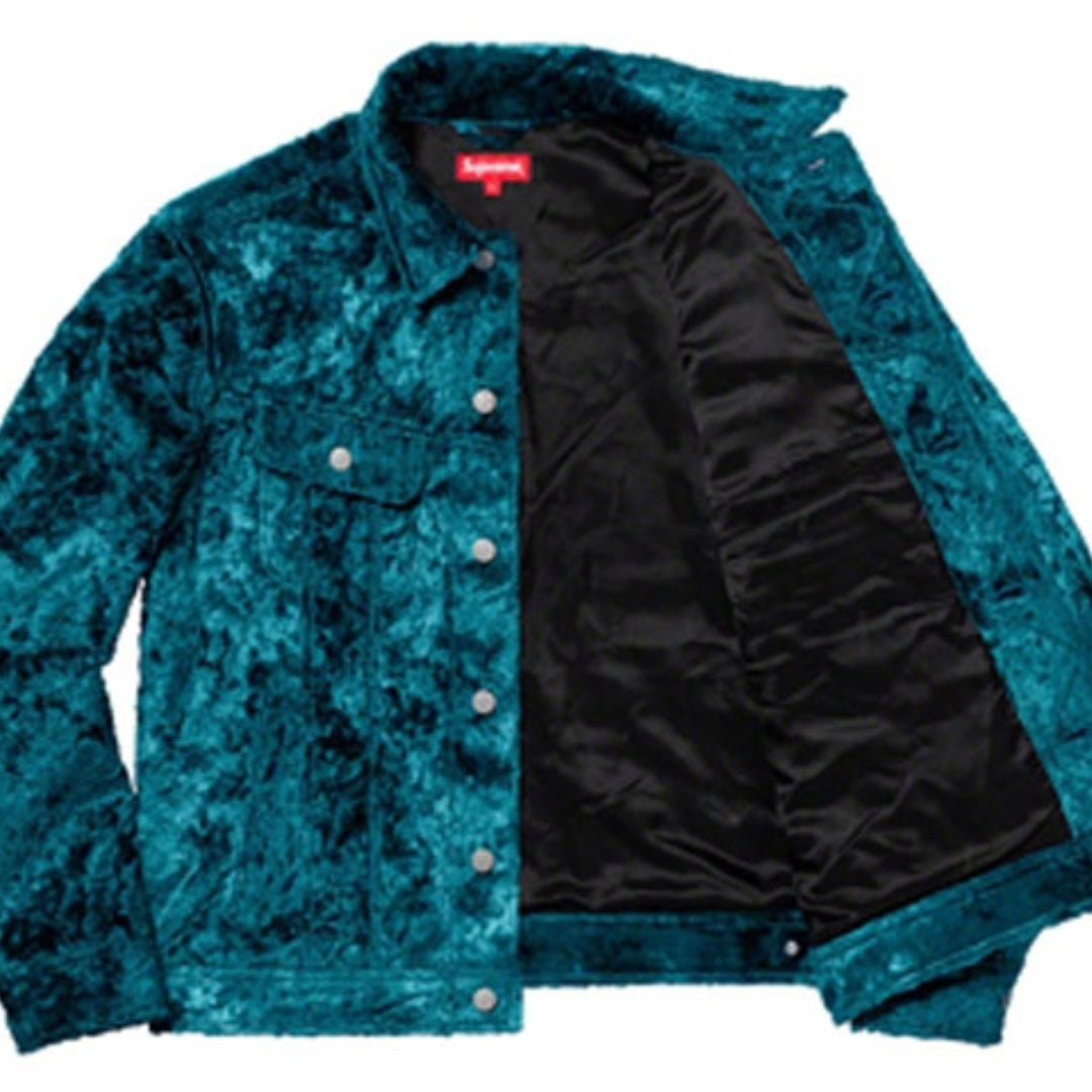Fuzzy Pile Trucker Jacket 'Teal Black'