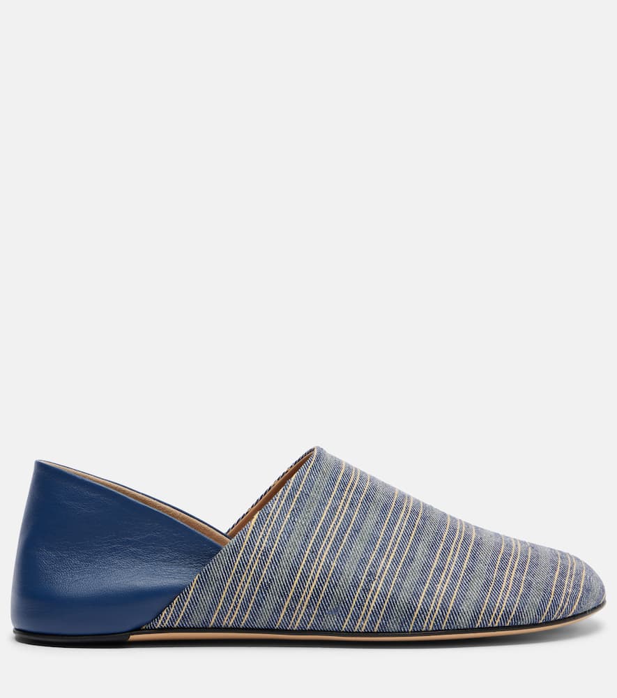 Leather-trimmed slip-on shoes