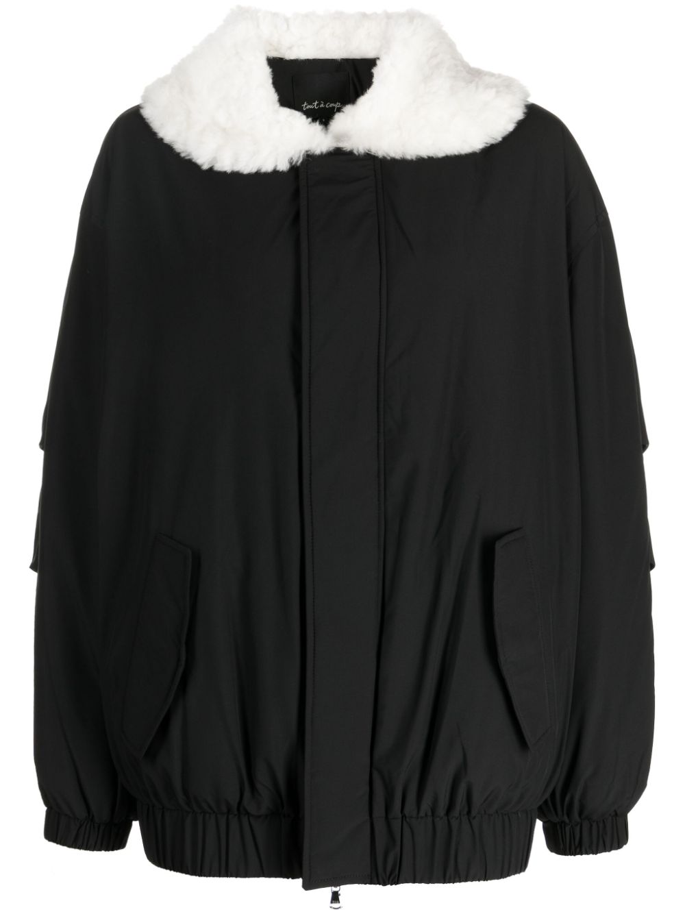 Faux shearling-trim jacket - Neutrals