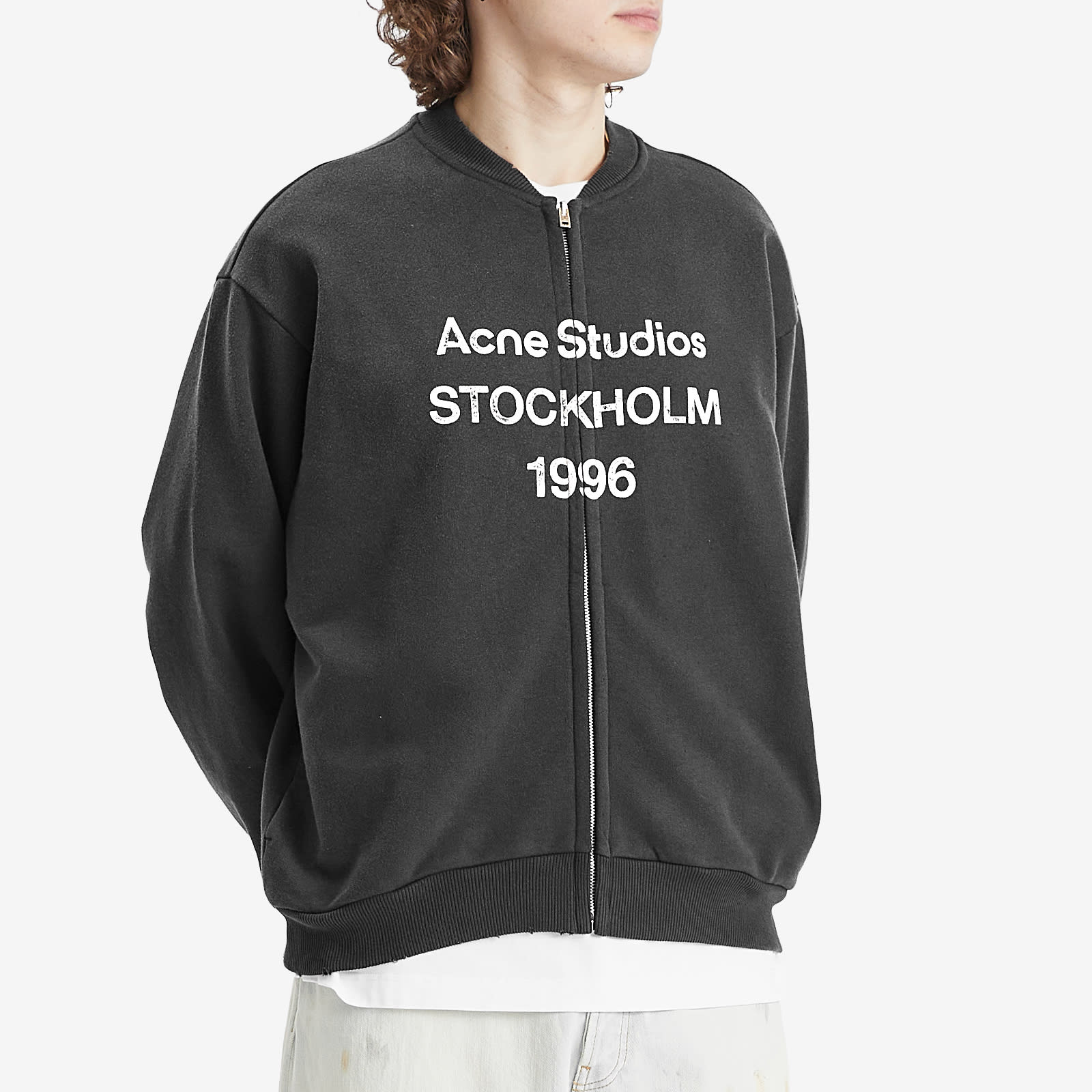 Men's Fiah U Zip 1996 Zip Sweat Bomber Jacket in Black