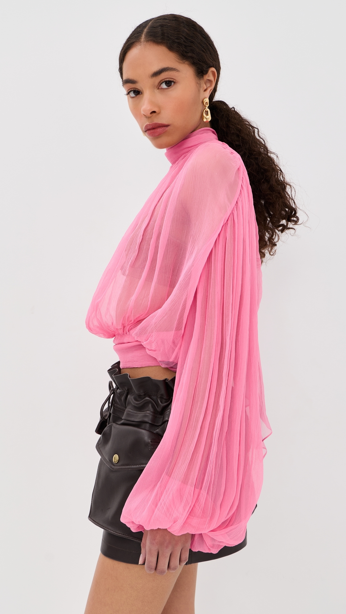 Long Sleeve Top with Scarf Detail Pink