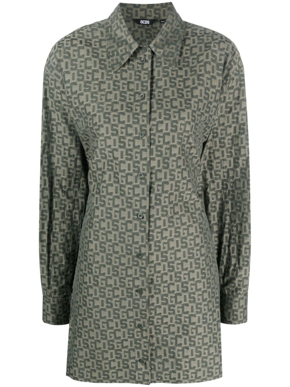 Logo-print shirt dress - Green