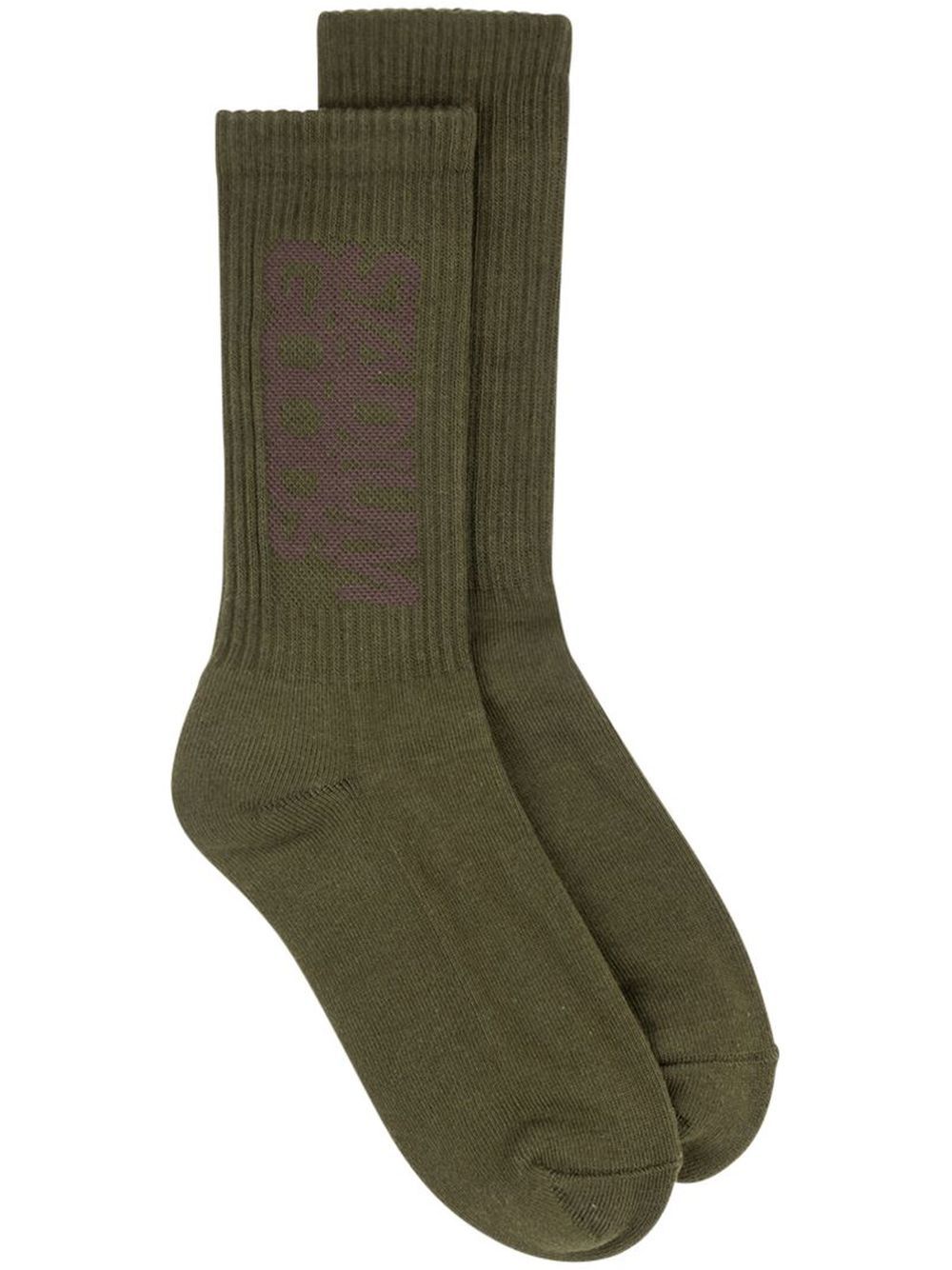 Ribbed logo "Forest" socks - Green