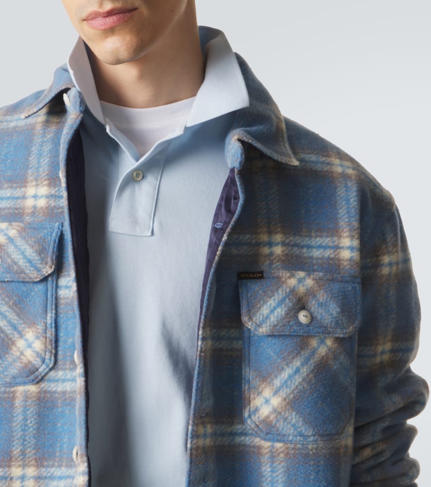 Plaid wool-blend flannel shirt