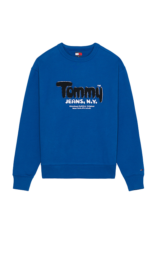 Tommy Jeans Boucle Crew Neck Sweatshirt in Blue. S. Also in