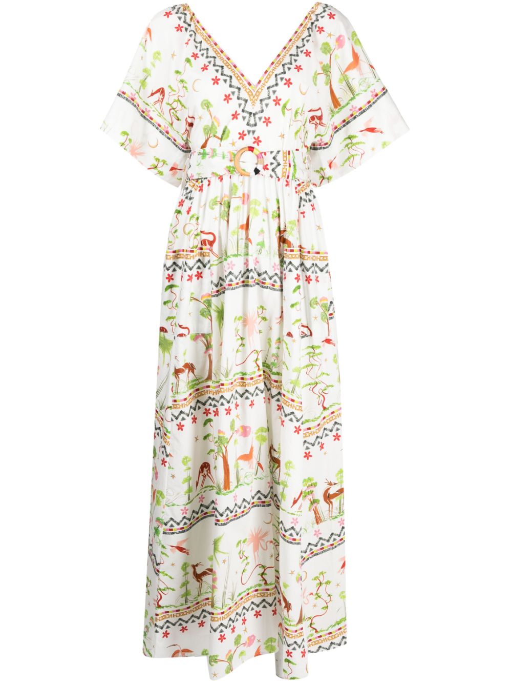 Printed organic-cotton maxi dress - White