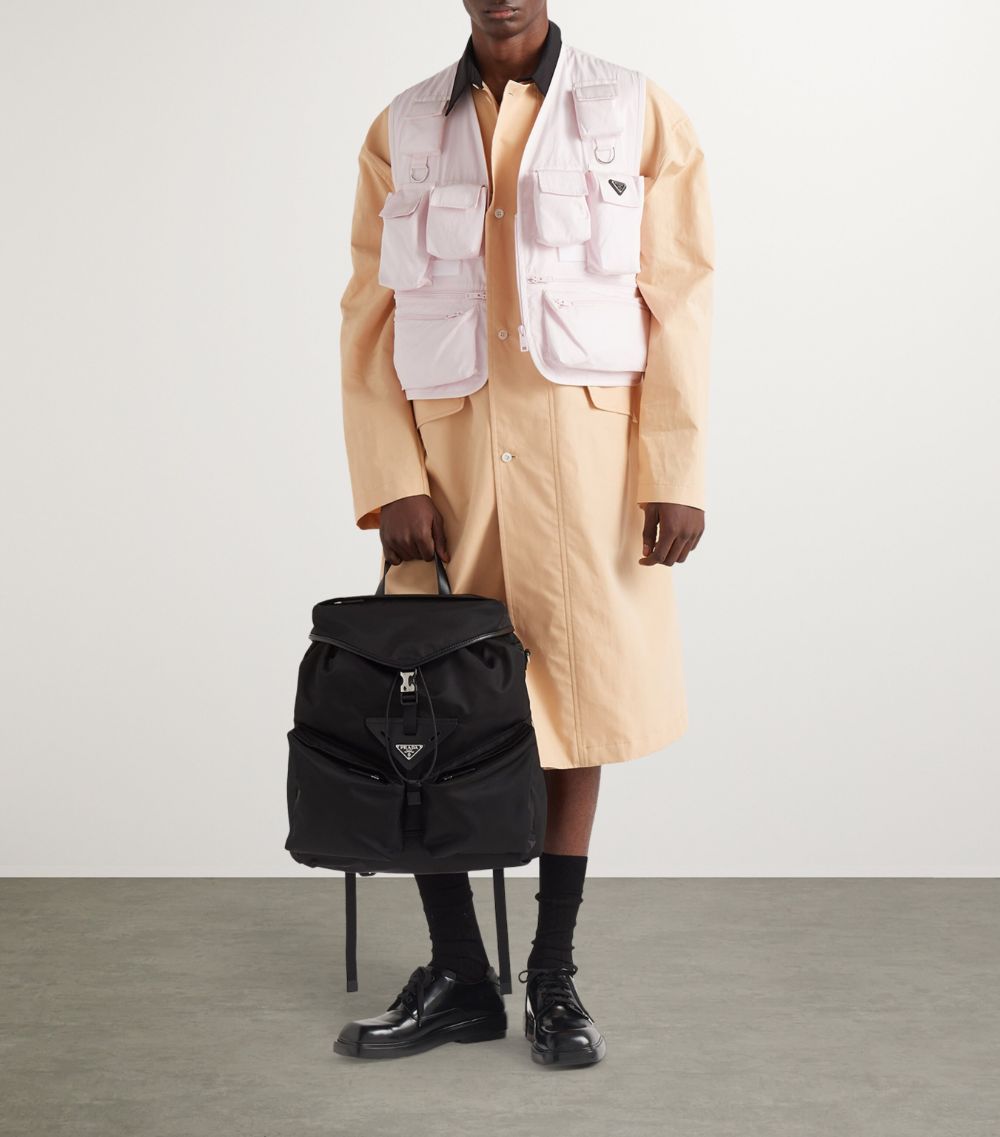 Re-Nylon And Saffiano Leather Backpack