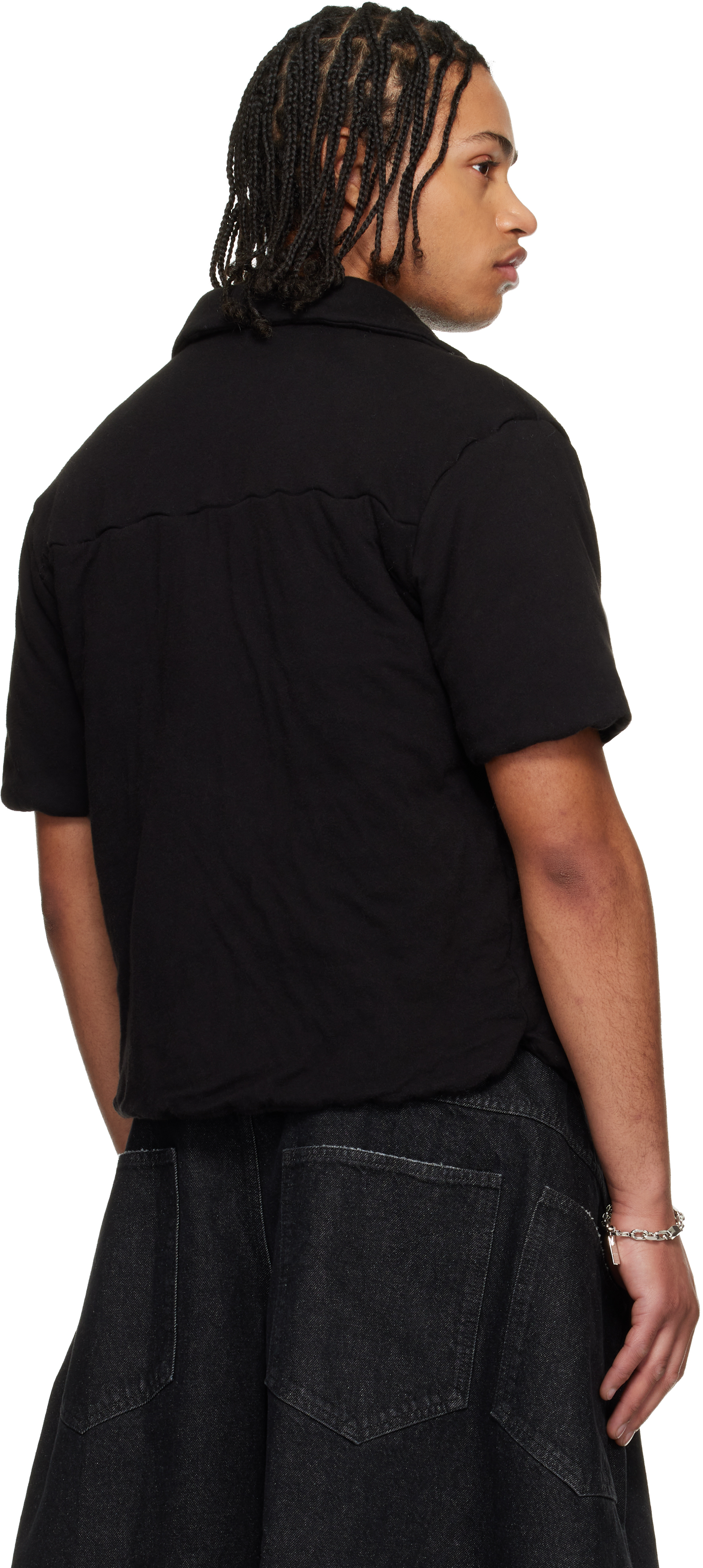 Black Wadded Shift Shirt