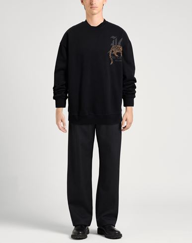 Man Sweatshirt Black Size 3XL Cotton, Elastane