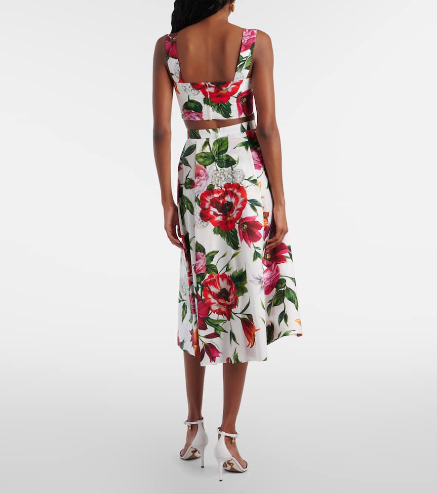 Floral cotton poplin bra top