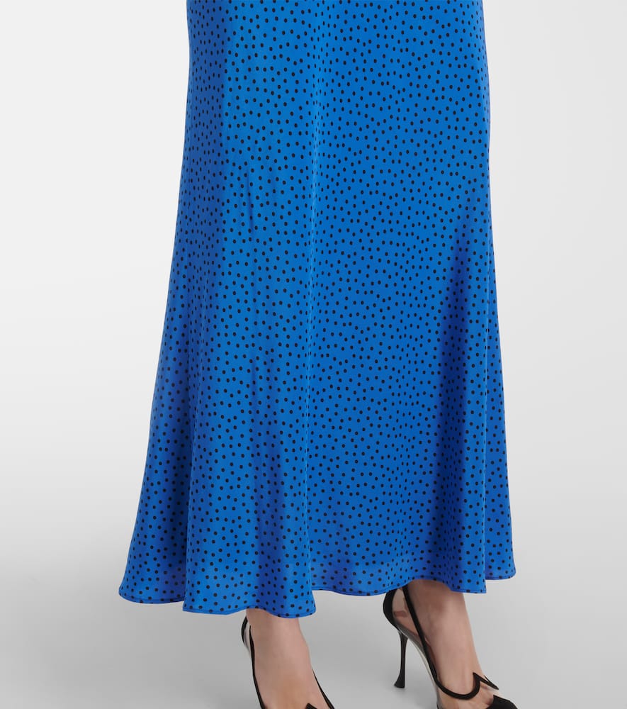 Polka-dot silk maxi dress