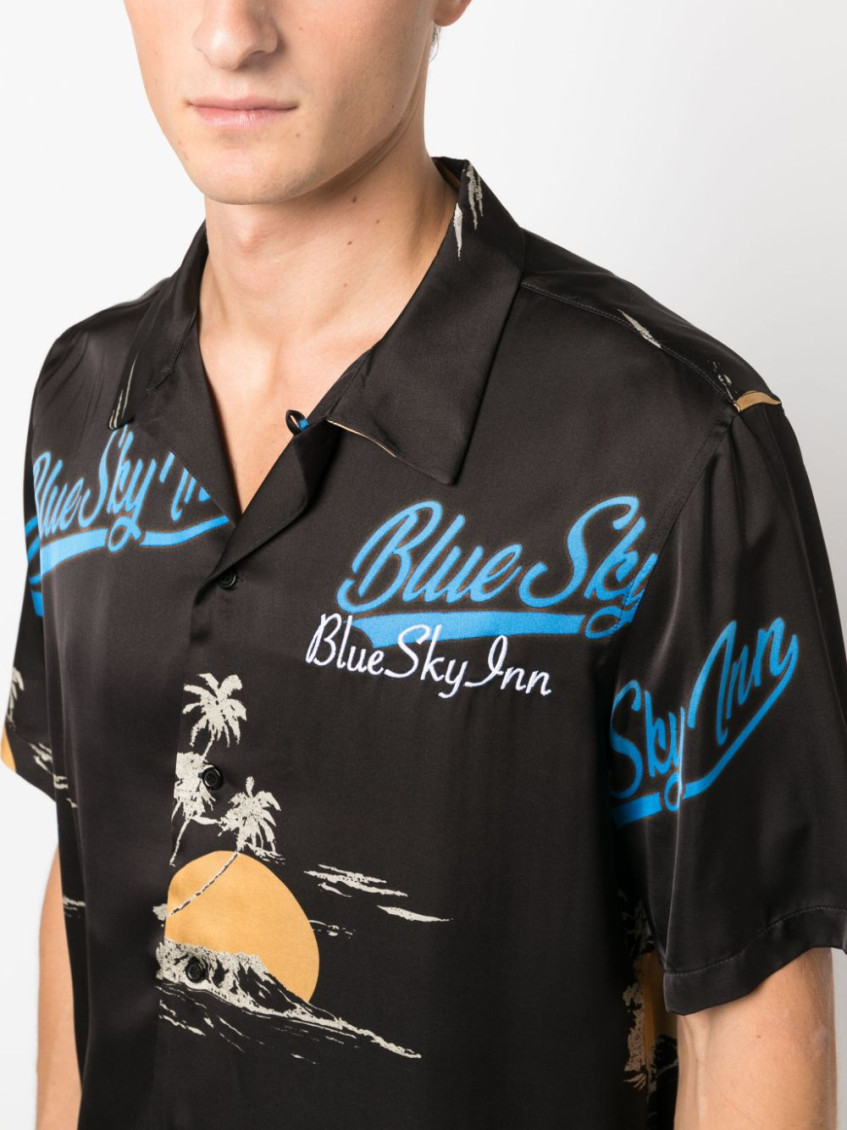 Black Logo viscose shirt