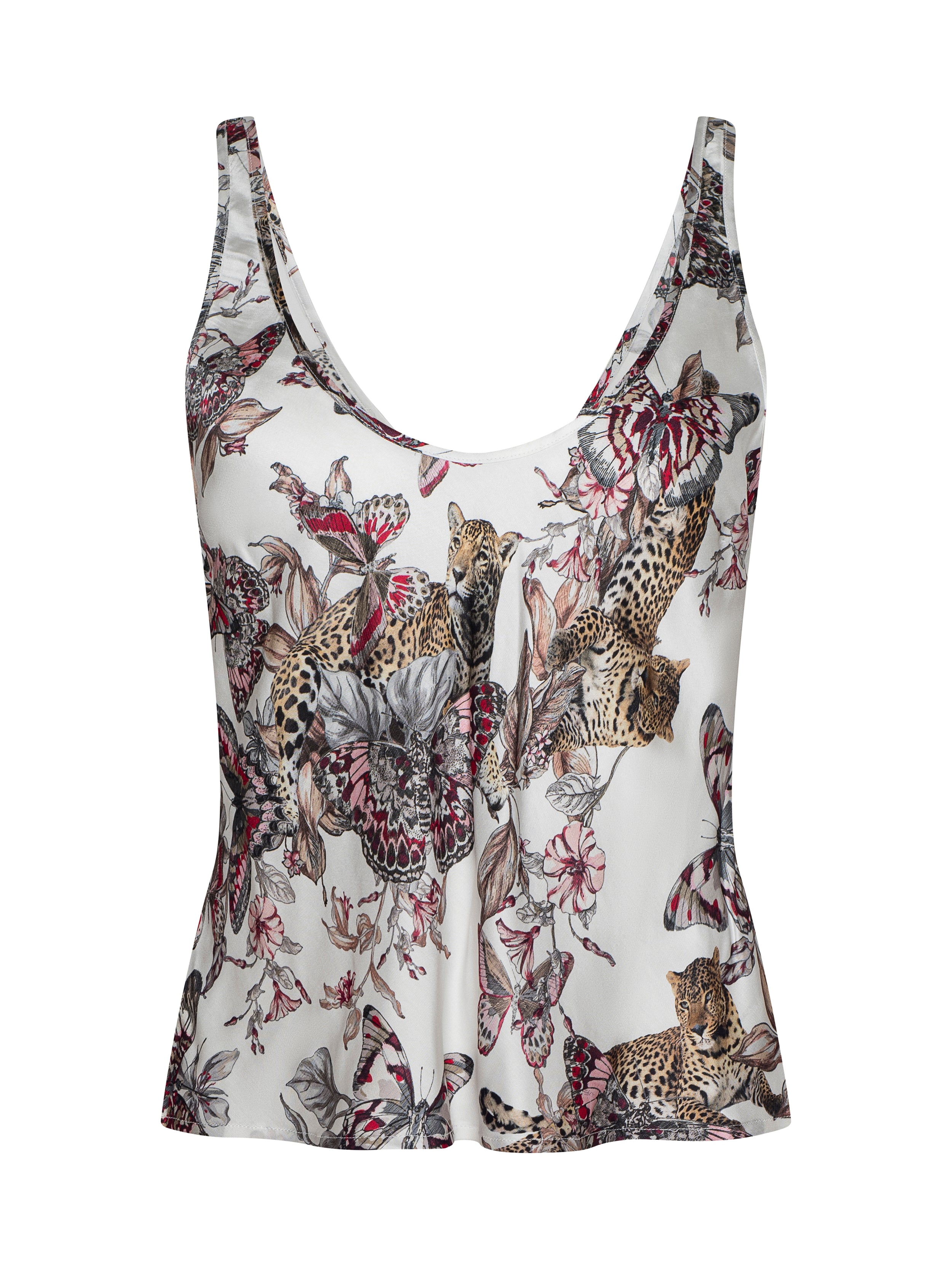 Eddie Tank In White Multi Small Butterfly Jungle