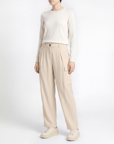 Woman Pants Beige Size 12 Viscose, Linen