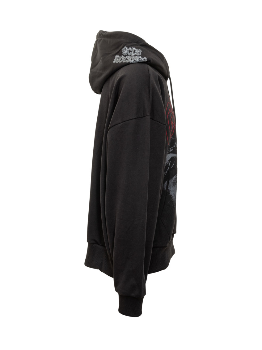 Black Graphic Hood Sweatshirt