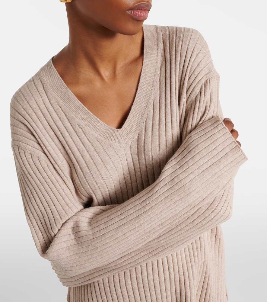 Ribbed-knit cotton and cashmere sweater