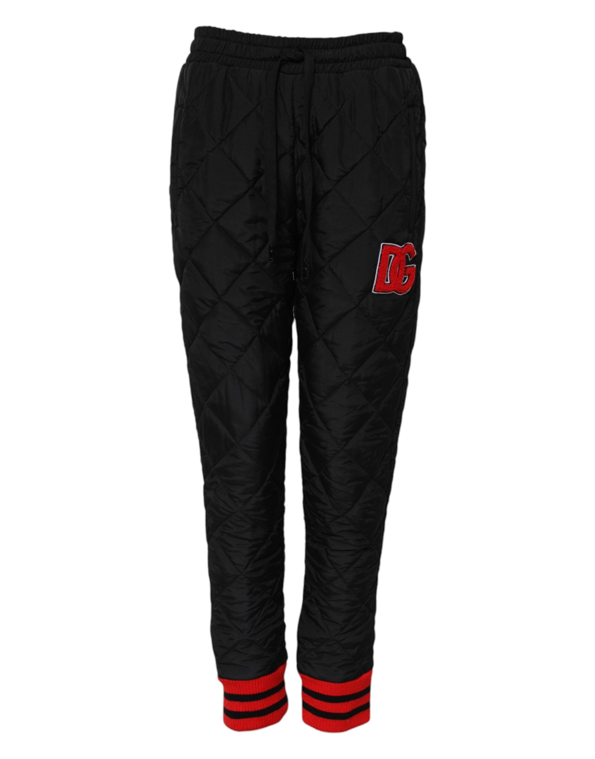 Quilted Nylon-Polyester Jogger Pants — Black