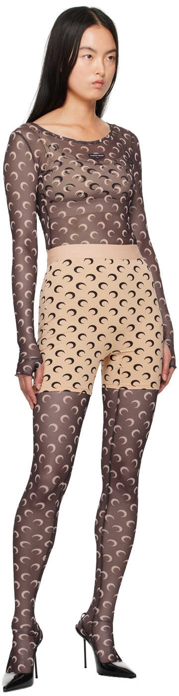 Marine Serre Brown All Over Moon Second Skin Long Sleeve T-Shirt