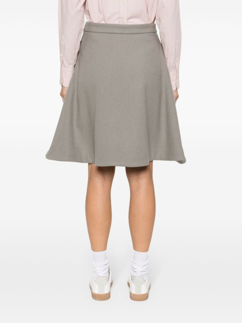 Taupe Knitted Midi Skirt